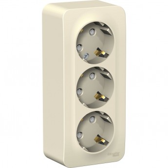 Трёхместная розетка SCHNEIDER ELECTRIC BLANCA с заземлением, со шторками, с изолирующей пластиной, 16А, 250В, МОЛОЧНЫЙ