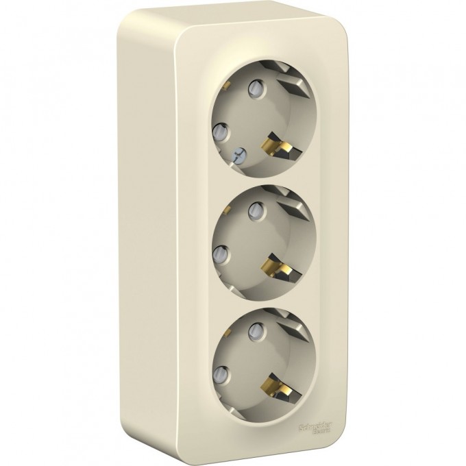 Трёхместная розетка SCHNEIDER ELECTRIC BLANCA с заземлением, со шторками, с изолирующей пластиной, 16А, 250В, МОЛОЧНЫЙ BLNRA011312