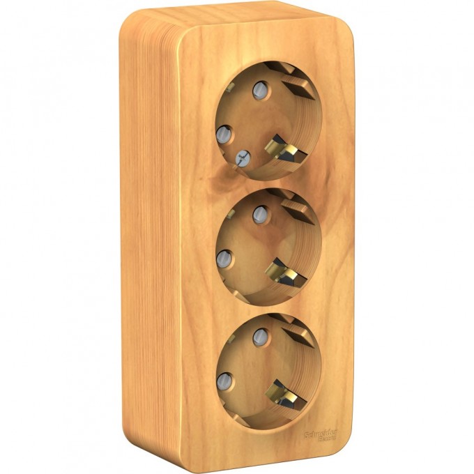 Трёхместная розетка SCHNEIDER ELECTRIC BLANCA с заземлением, со шторками, с изолирующей пластиной, 16А, 250В, ЯСЕНЬ BLNRA011315