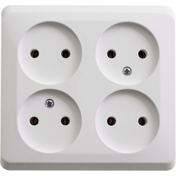 Розетка 4-местная SCHNEIDER ELECTRIC ЭТЮД без заземления без шторок 16А 250B, белый, Россия PA16-205B
