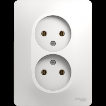 Розетка двойная SCHNEIDER ELECTRIC GLOSSA без заземления, в сборе, белый