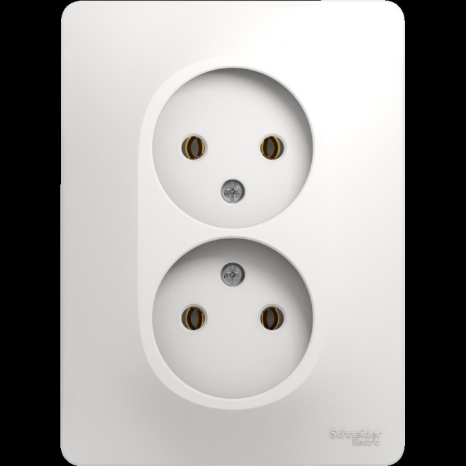 Розетка двойная SCHNEIDER ELECTRIC GLOSSA без заземления, в сборе, белый GSL000120