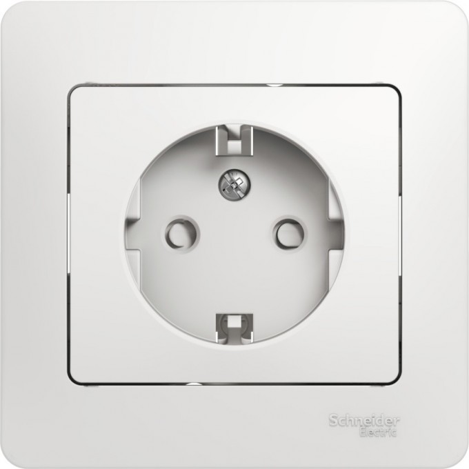 Розетка SCHNEIDER ELECTRIC GLOSSA с заземлением, со шторкой, в сборе, белый GSL000144