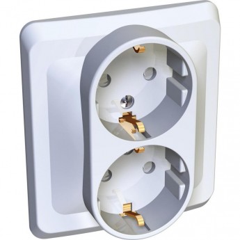 Розетка двойная SCHNEIDER ELECTRIC ЭТЮД С/У с заземлением со шторками 16А 250B, белый, Россия